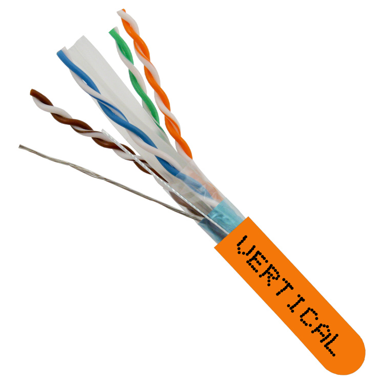 Vertical Cable 1000ft Cat6A Shielded CMR (Riser) | Orange