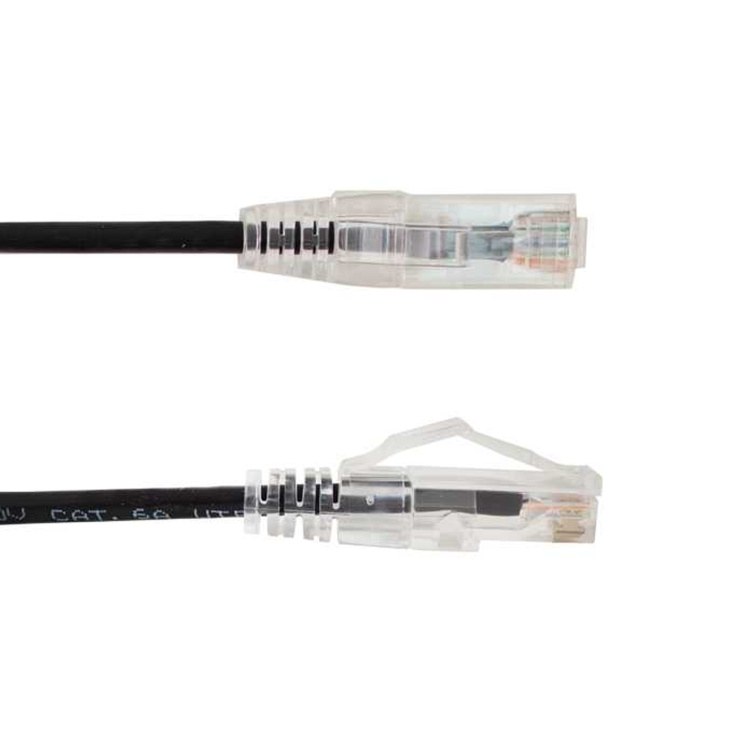 Vertical Cable Cat6A 10ft Slimline Patch Cable with Clear Boots | Black