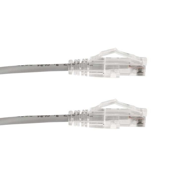 Vertical Cable Cat6A 10ft Slimline Patch Cable with Clear Boots | Grey