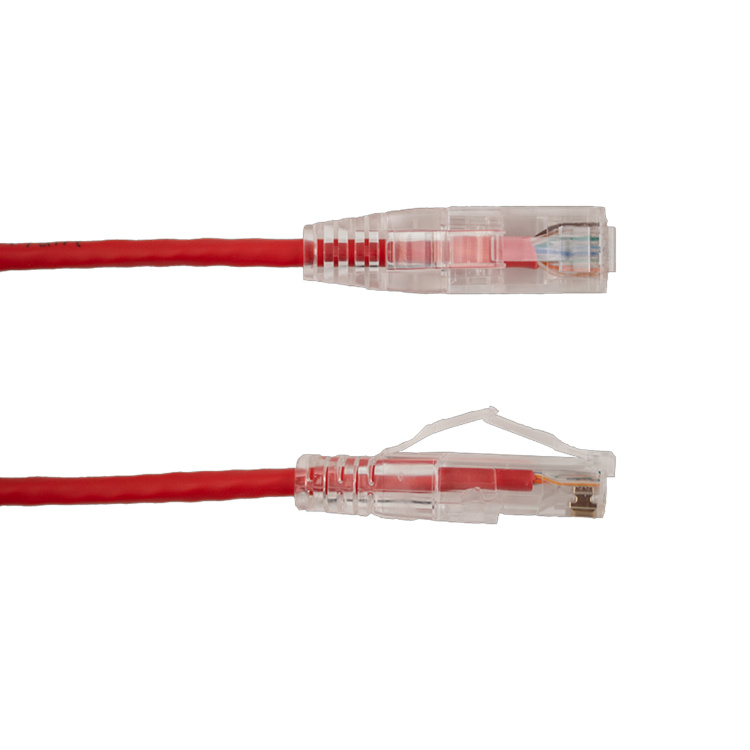 Vertical Cable Cat6A 3ft Slimline Patch Cable with Clear Boots | Red