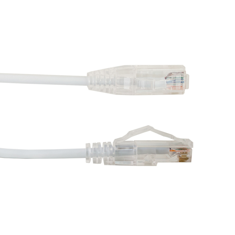 Vertical Cable Cat6A 2ft Slimline Patch Cable with Clear Boots | White