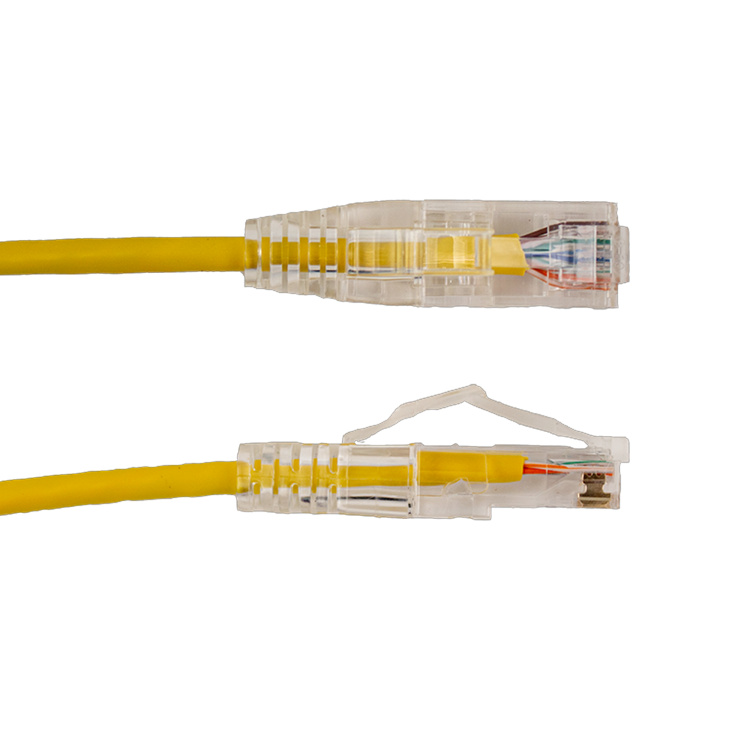 Vertical Cable Cat6A 3ft Slimline Patch Cable with Clear Boots | Yellow