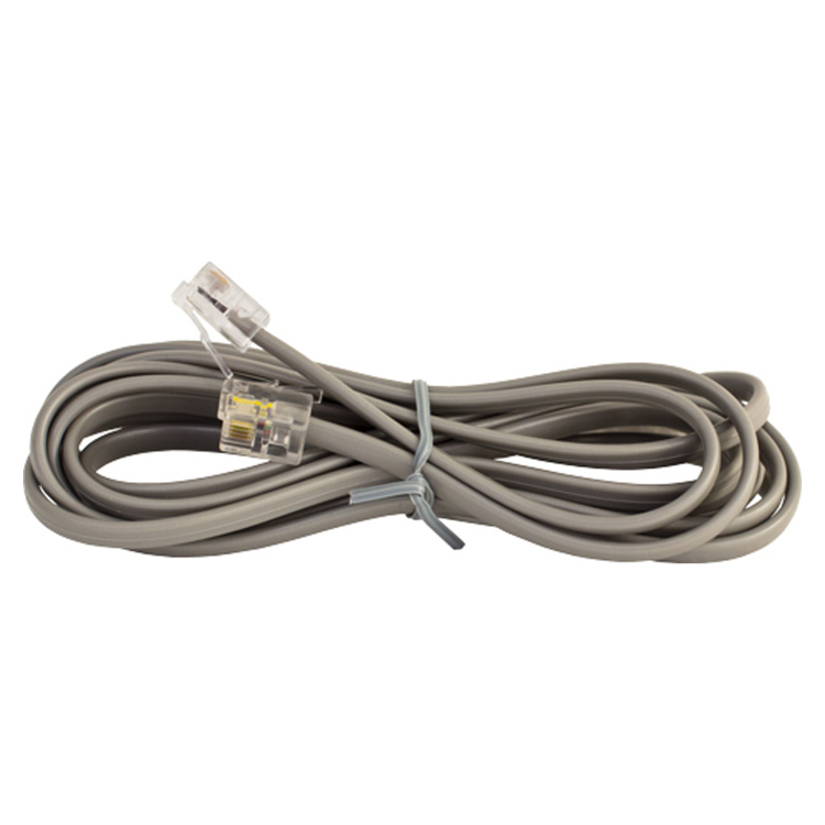 Vertical Cable Phone Cord, 6p, 4c, 28awg Silver Satin, Straight, Terminated