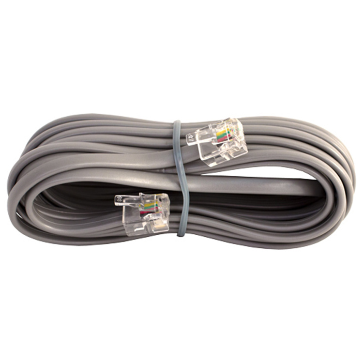 Vertical Cable Straight Phone Cord (6P/4C) Silver Satin | 25ft