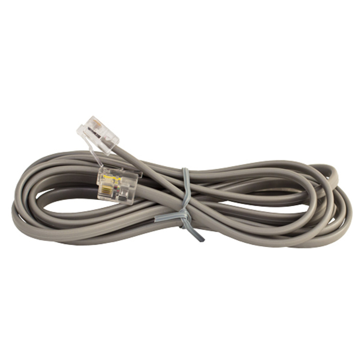 Vertical Cable Straight Phone Cord (6P/6C) Silver Satin | 7ft