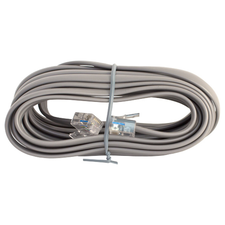 Vertical Cable Straight Phone Cord (6P/6C) Silver Satin | 14ft