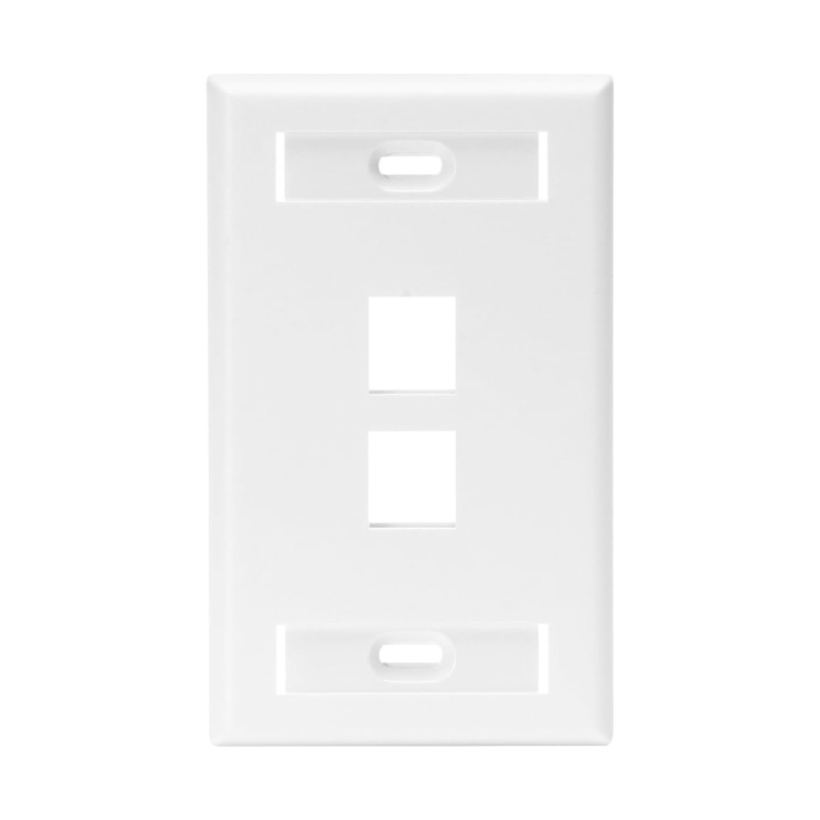 Vertical Cable 2 Port Single Gang Faceplate with ID Windows | White