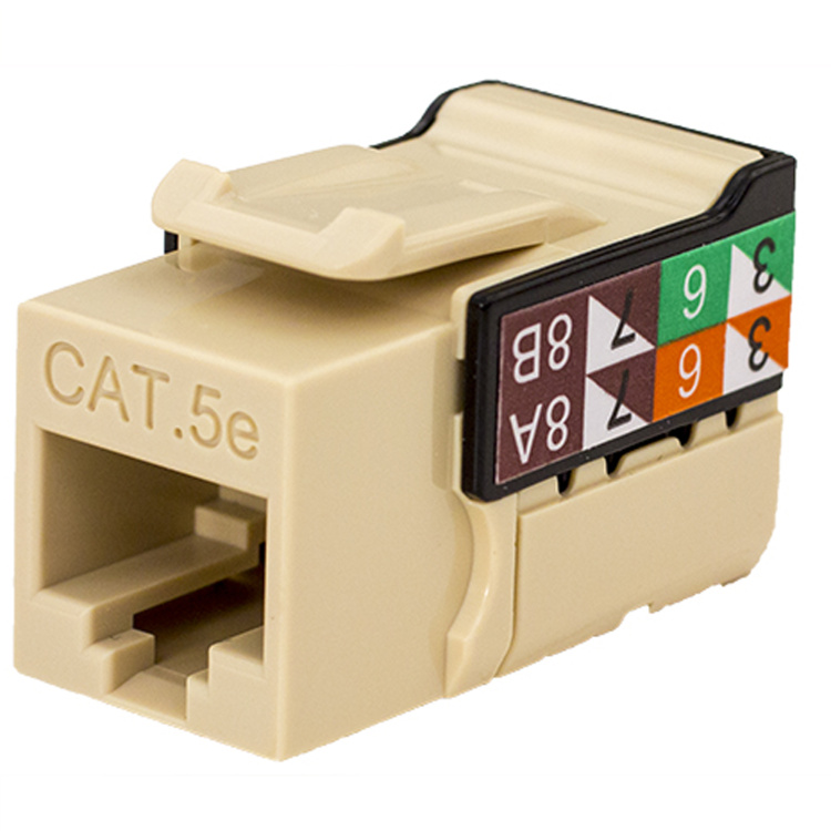 Vertical Cable Cat5E VMAX Keystone Jack | Almond