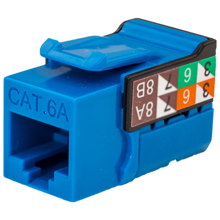 Vertical Cable Cat6A VMAX Keystone Jack | Blue