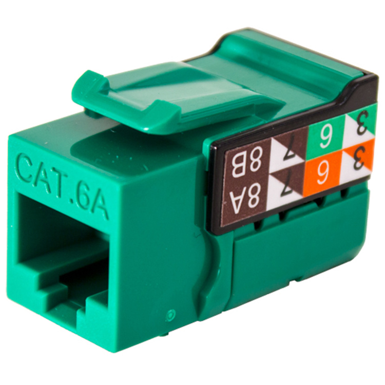 Vertical Cable Cat6A VMAX Keystone Jack | Green