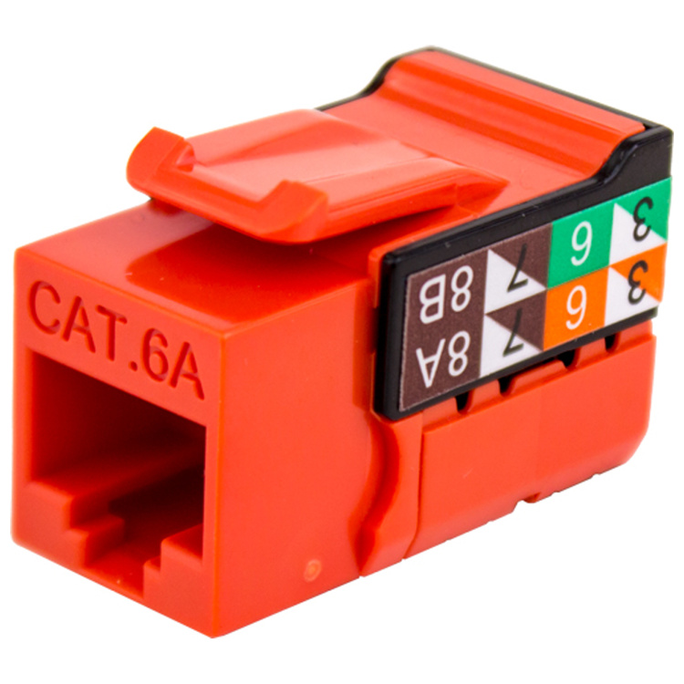 Vertical Cable Cat6A VMAX Keystone Jack | Orange