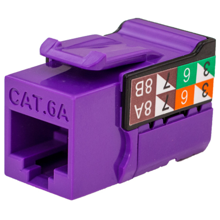 Vertical Cable Cat6A VMAX Keystone Jack | Purple