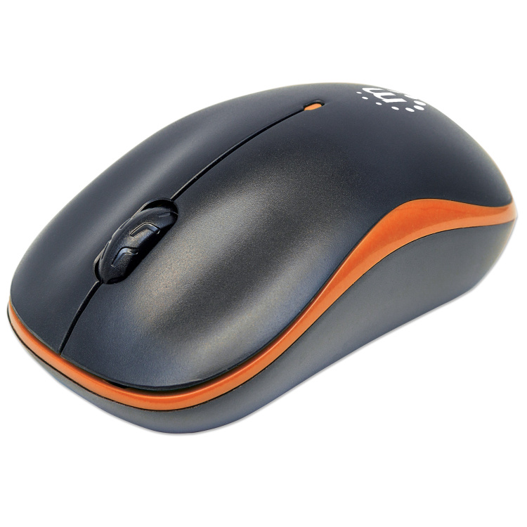 Manhattan Success Wireless Optical Mouse USB, Three Buttons with Scroll Wheel, 1000 DPI | Orange/Black