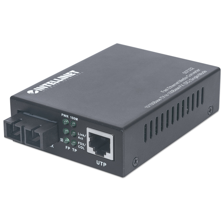 Intellinet Media Converter SC Singlemode Fiber Optic 10/100 Base-TX to 100 Base-FX