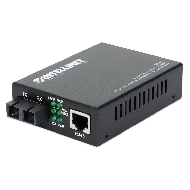 Intellinet Media Converter Sc Singlemode Fiber Optic 10/100/1000 Base-T to 1000 Base-LX Wavelengthe 1310nm 20km (12.4 Mi)