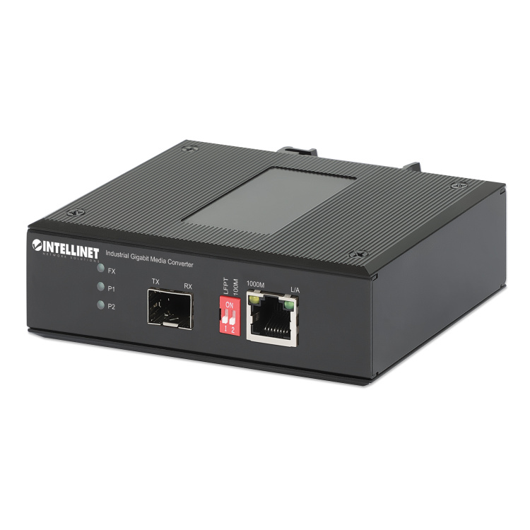 Intellinet Media Converter Industrial Gigabit Ethernet 10/100/1000 to Unloaded SFP Slot 12 to 56VDC