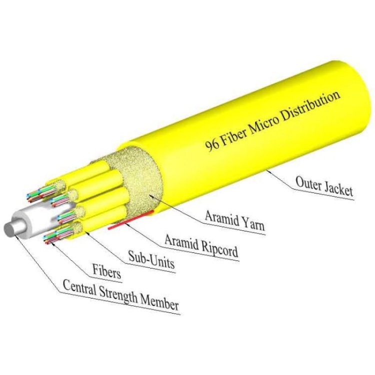 The Light Connection 96 Fiber Singlemode Micro Distribution OFNP Dry Loose-Tube | Yellow Jacket