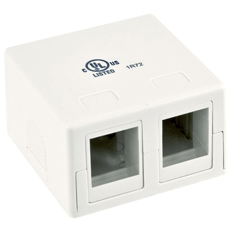 Vertical Cable 2 Port Unloaded Surface Mount Box | White