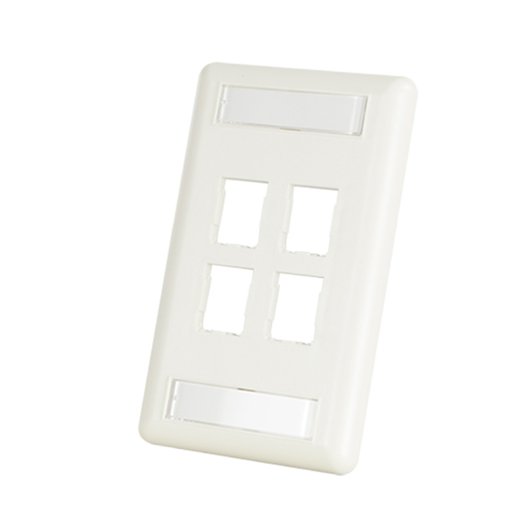 Ortronics 4-Port HDJ Module Faceplate with ID Windows | Fog White