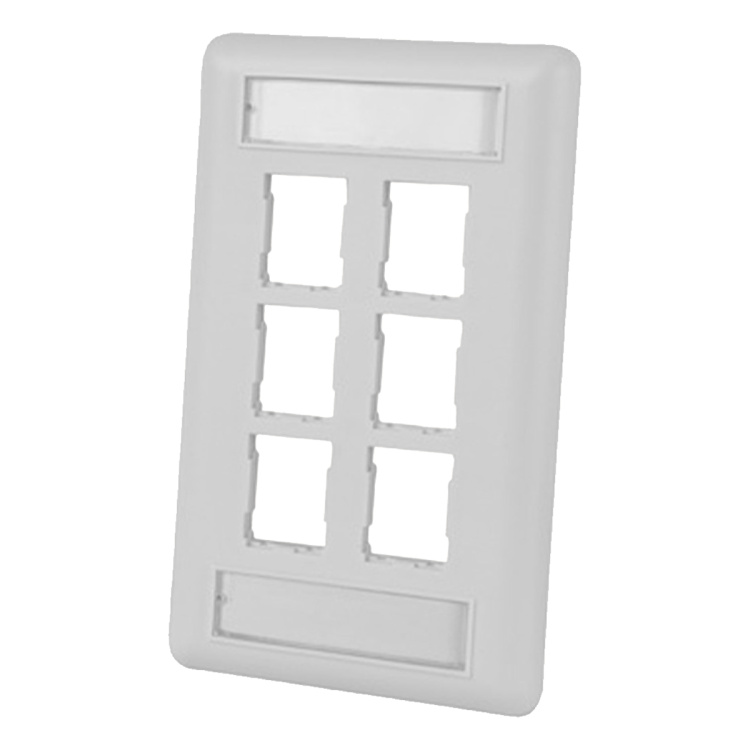 Ortronics 6-Port HDJ Module Faceplate with ID Windows | Fog White