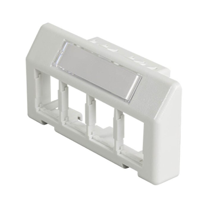 Ortronics 4-Port HDJ Module Furniture Plate Insert with ID Window | Fog White