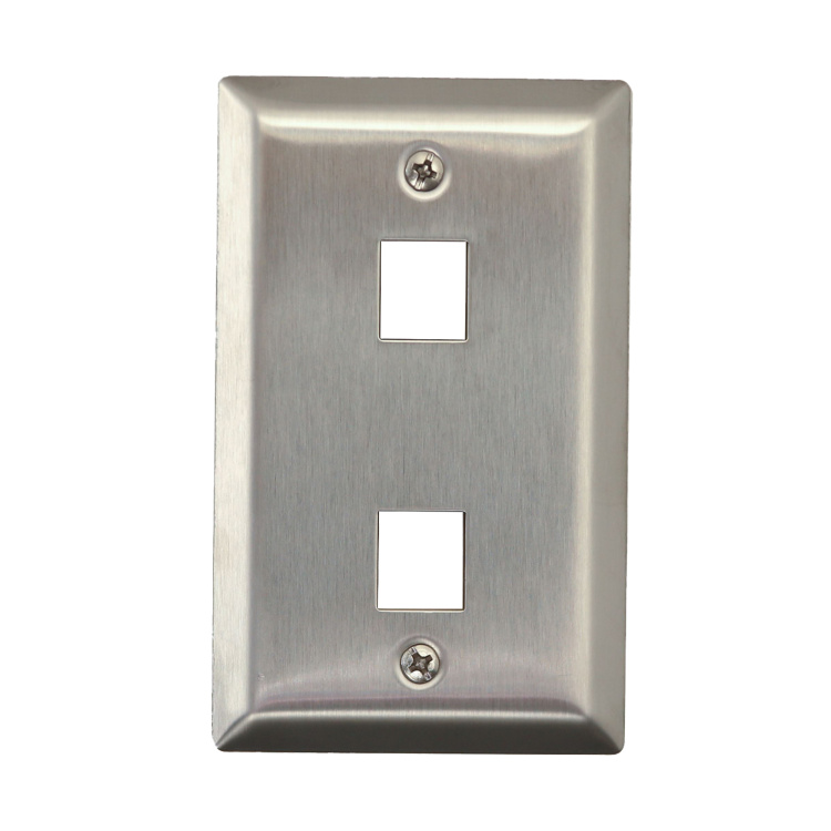 Vertical Cable 2 Port Single Gang Stainless Steel Faceplate