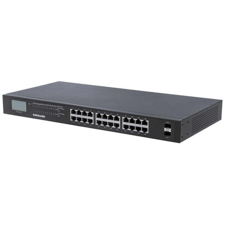 Intellinet 24 Port Gigabit Ethernet PoE+ Switch with 2 SFP Ports