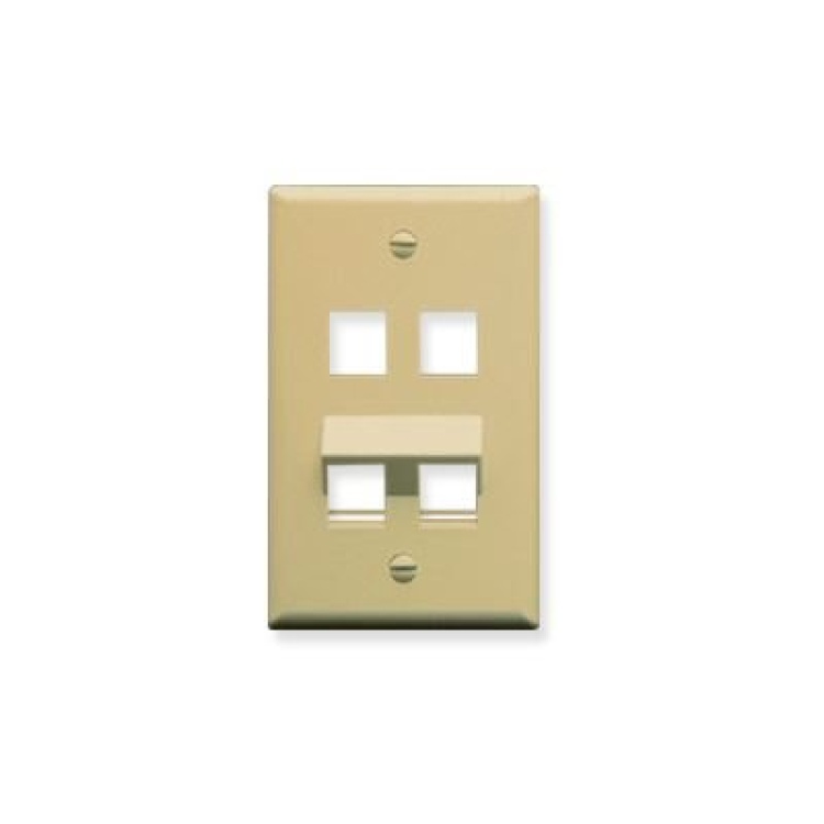 ICC 4-Port Faceplate with Angled Bottom | Ivory | Discontinued