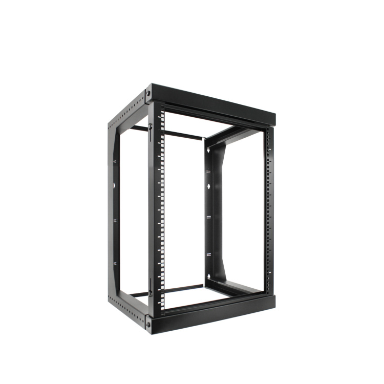Vertical Cable 16U Open Frame Wall Mount Rack Swing-Out with Adjustable Depth 18" to 30"