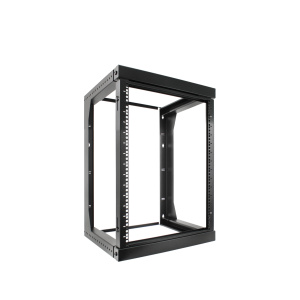 Vertical Cable 16U Open Frame Wall Mount Rack Swing-Out with Adjustable Depth 18" to 30"