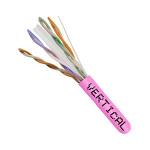 Vertical Cable 23-4PR Cat6 Solid Unshielded CMR Cable | Pink