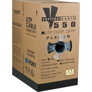 Vertical Cable 1000ft Cat6 Non-Shielded CMP (Plenum) TAA Compliant Cable | Grey