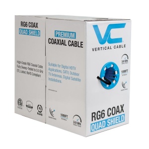 Vertical Cable Rg6/u Quad 18 Ccs Catv Cable Black Jacket Swept 3 Ghz
