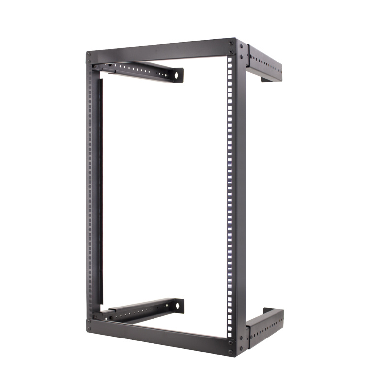 Vertical Cable 16U Open Frame Network Rack with Adjustable Depth 18" to 30" Depth