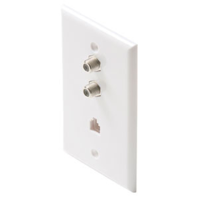 Steren Wallplate 1 Rj11 And 2 F81 White | Discontinued