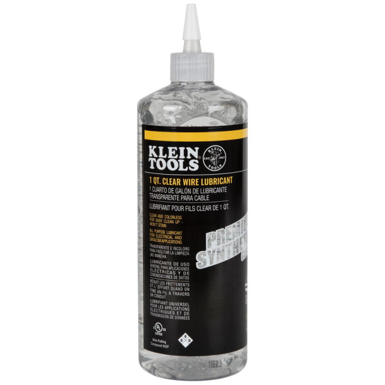 Klein Tools Premium Synthetic Clear Cable Lube | 1 Quart Bottle