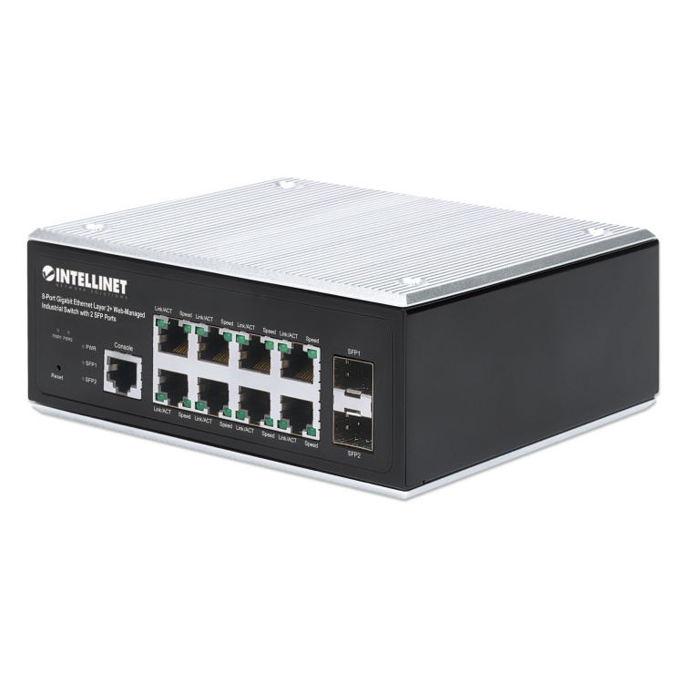 Intellinet 8 Port Industrial Gigabit Ethernet Layer 2+ Web-Managed Switch 2 SFP Ports