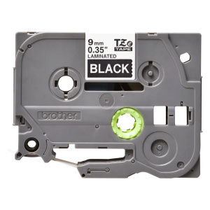 Brother Mobile 3/8" (9mm) White on Black Standard Adhesive Laminated Label Tape