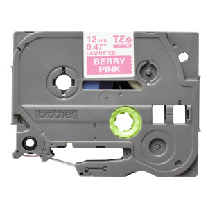 Brother Mobile 1/2" (12mm) White on Berry Pink Laminated Label Tape | 16'