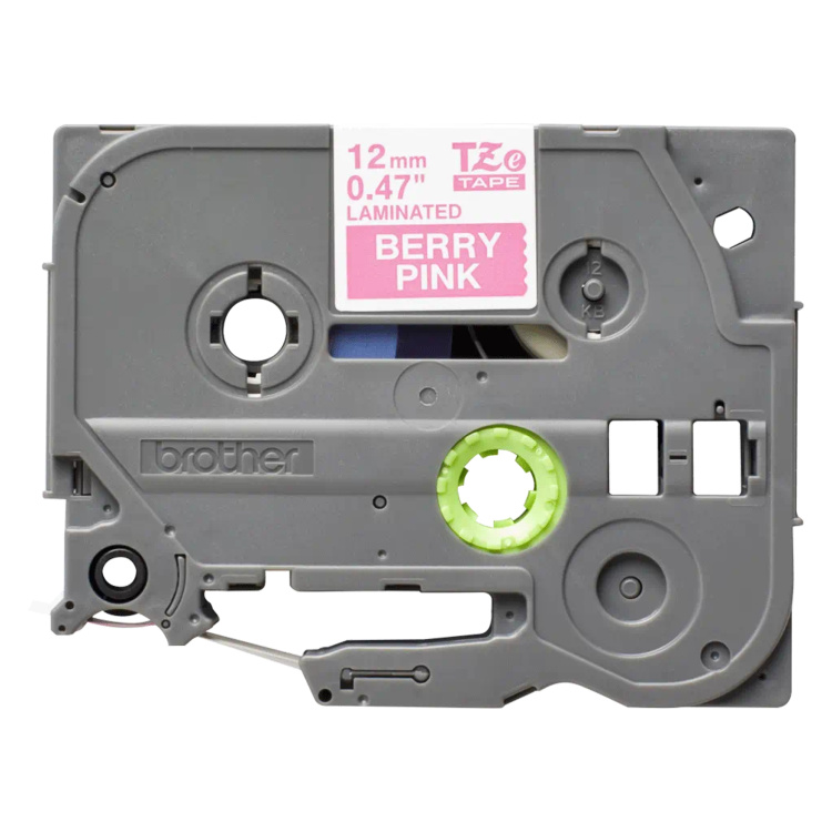 Brother Mobile 1/2" (12mm) White on Berry Pink Laminated Label Tape | 16'