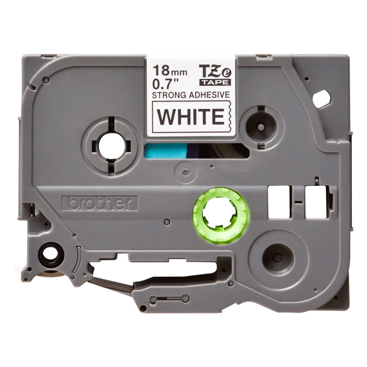 Brother Mobile 3/4" X 27ft (18mm X 8m) Black Ink on White Label, Extra Strength
