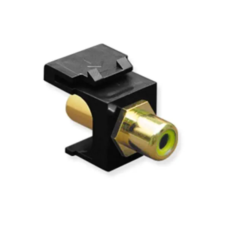 ICC RCA to F81 Coupler Yellowe Insert Keystone Black  | Discontinued