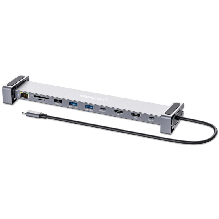 Manhattan USB-C PD 10-in-1 Dual-HDMI Monitor Docking Station/Multiport Hub