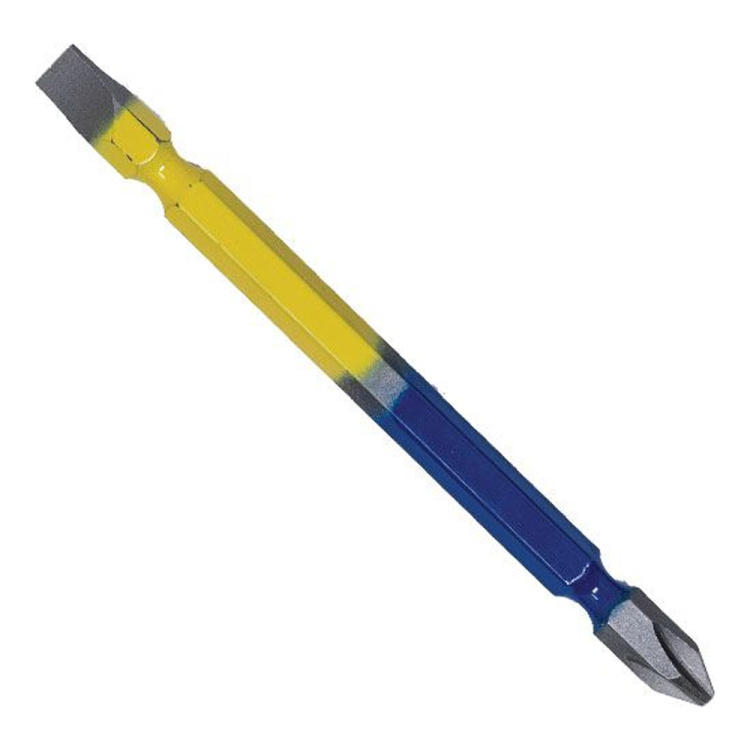 Rack-A-Tiers Driver Bit #2 Phillips & 1/4" Slot X 4" Blue/Yellow | Discontinued