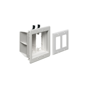 Arlington Industries Double Gang TV Box™ Recessed for Power & Low Voltage | White
