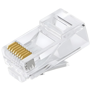 Vertical Cable EZ Pass-Through RJ45 Modular Plugs for Cat5E | 100 Pack