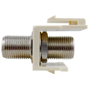 Vertical Cable F-Type (F81) Keystone Coupler | Almond