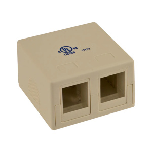 Vertical Cable 2 Port Unloaded Surface Mount Box | Almond
