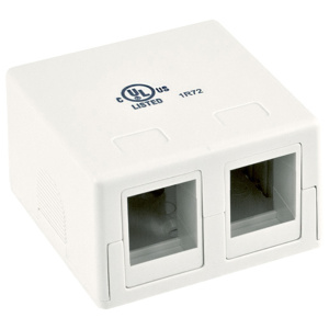 Vertical Cable 2 Port Unloaded Surface Mount Box | White