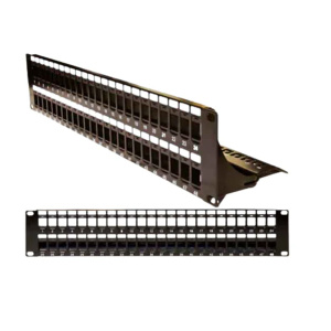 Vertical Cable 48 Port Unloaded 2U Patch Panel with Rear Cable Management Bar